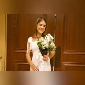 Elegant White Dress with dot Details